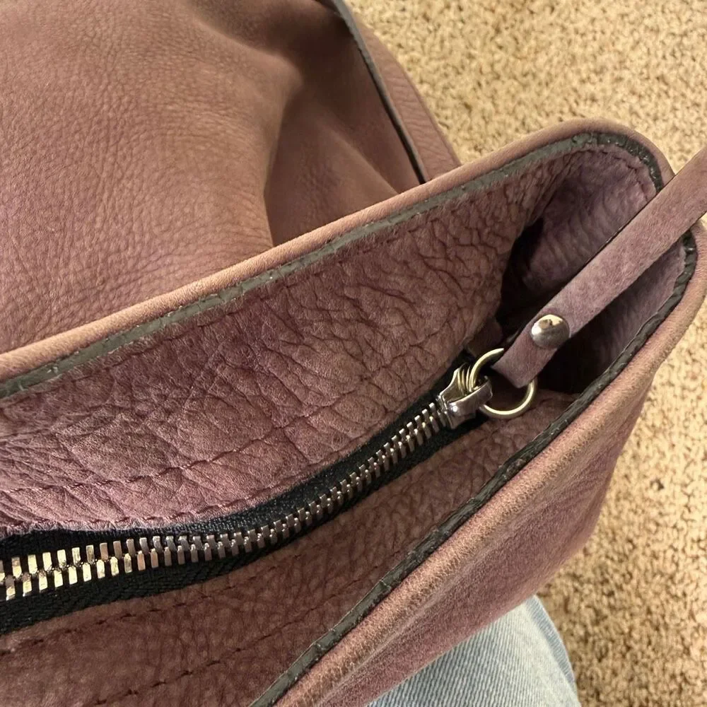 Gianni Chiarini Light Purple Brown Slouchy Distressed Italian Leather Handbag